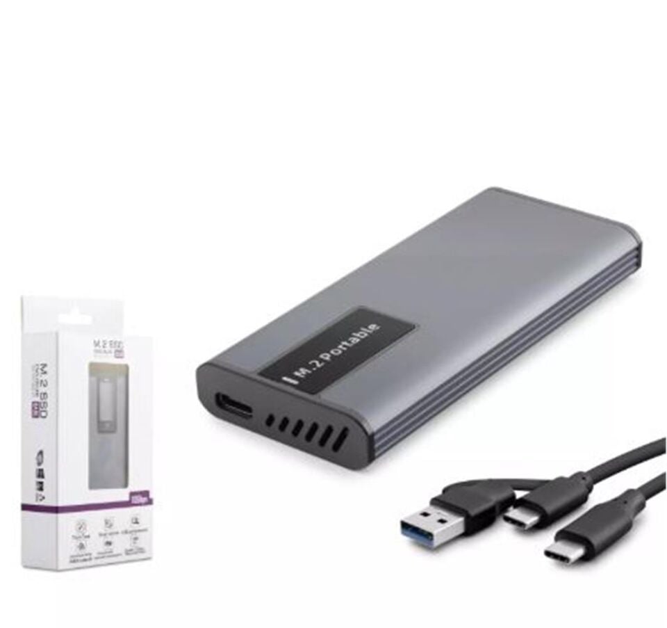 Hadron Hdx1780 Ssd Kutu Type-C3.1 + Usb3.0 Nvme + Ngff M2 Alüminyum + Plastik Chip Rtl9210B Rgb Gri