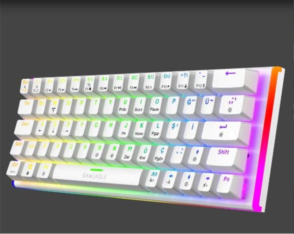 Gameagle GE2026 Caladrıa RGB Kablolu TR Layout Mekanik Beyaz Oyuncu Klavyesi
