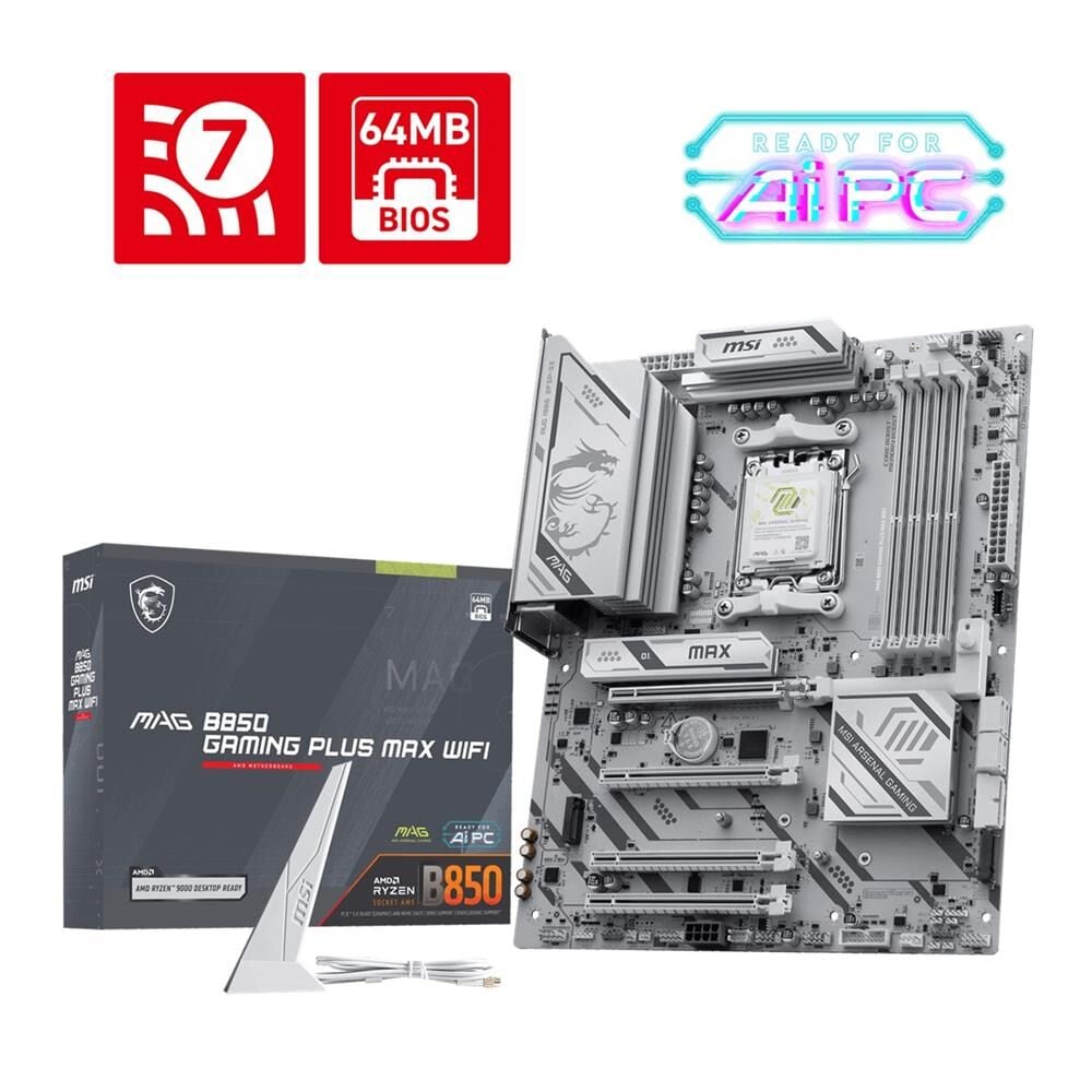 Msı MAG B850 GAMING PLUS MAX WIFI AM5 DDR5 8200MHZ(OC) DP 3x M.2 USB 5G LAN WI-FI 7 ATX Anakart