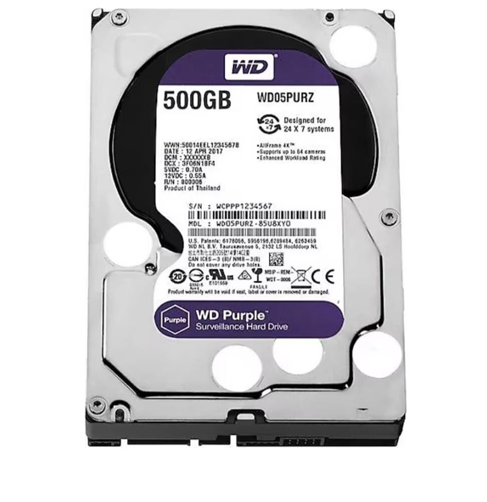 Wd 500Gb Purple WD500PURZ 3.5'' 5400 RPM SATA 3 Harddisk