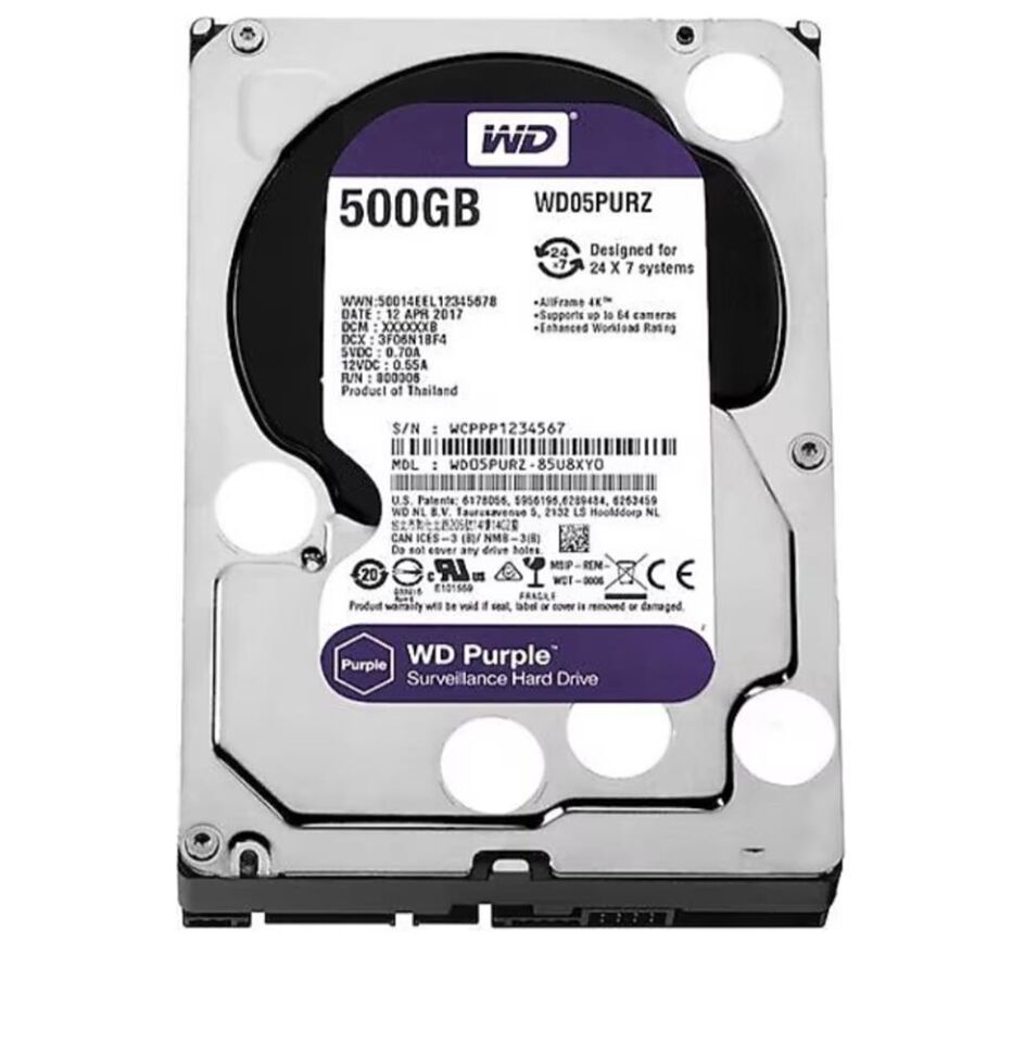 Wd 500Gb Purple WD500PURZ 3.5'' 5400 RPM SATA 3 Harddisk