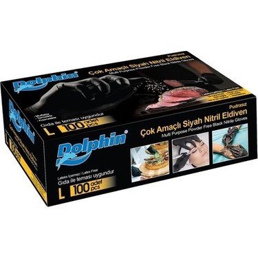 Dolphin Çok Amaçlı Siyah Nitril Eldiven Large 100'lü