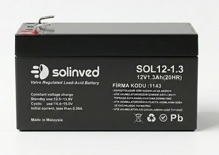 Solinved 12V 1.3AH Kuru Tip Akü