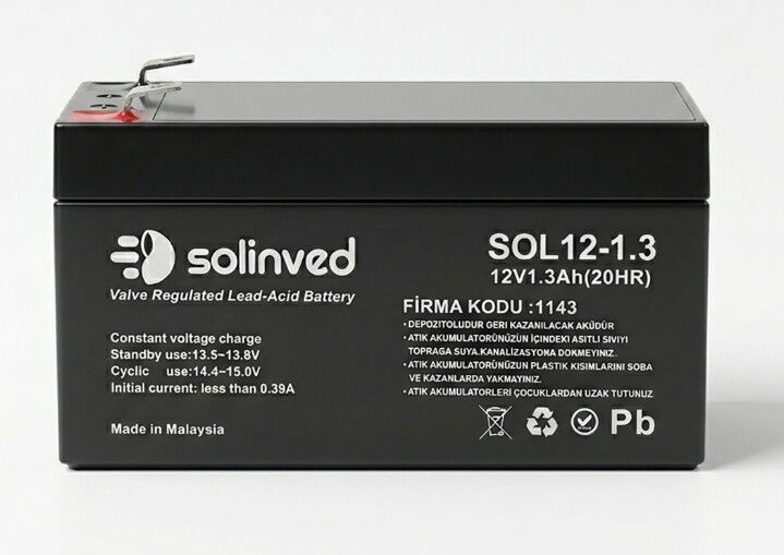 Solinved 12V 1.3AH Kuru Tip Akü