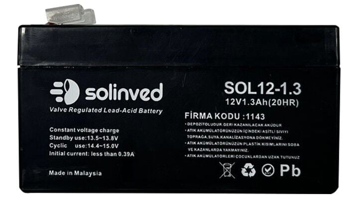 Solinved 12V 1.3AH Kuru Tip Akü