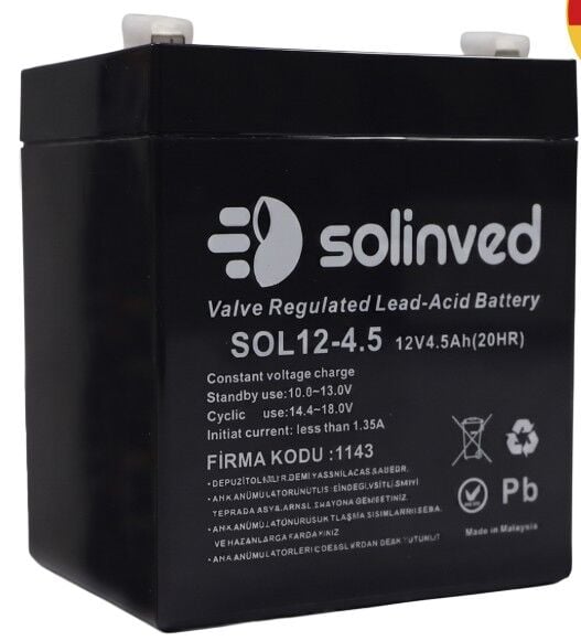 Solinved 12V 4.5AH Kuru Tip Akü