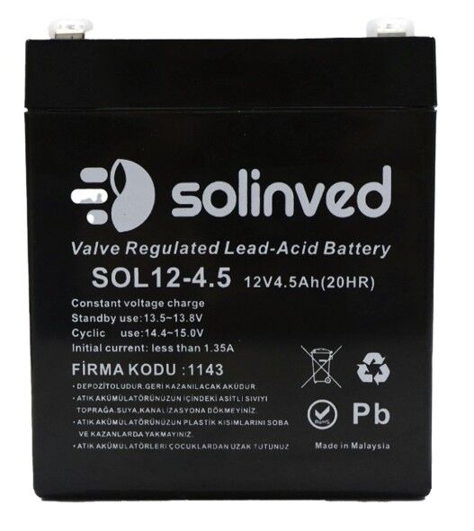 Solinved 12V 4.5AH Kuru Tip Akü