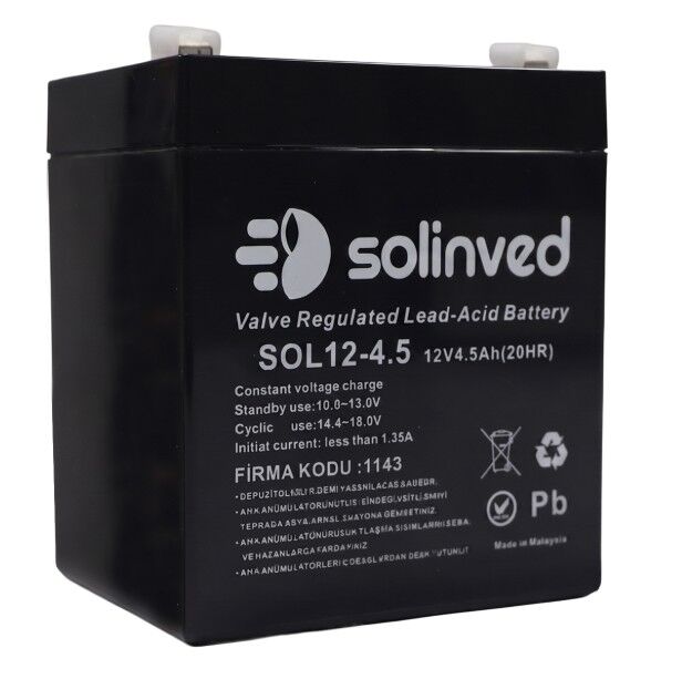 Solinved 12V 4.5AH Kuru Tip Akü
