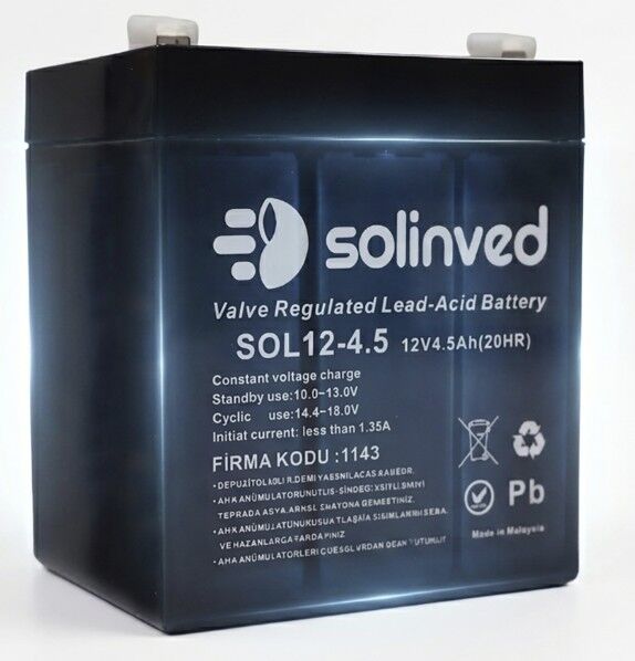 Solinved 12V 4.5AH Kuru Tip Akü