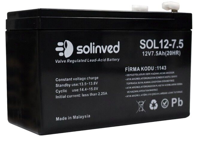 Solinved 12V 7.5AH Kuru Tip Akü