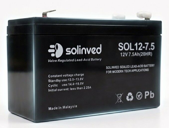 Solinved 12V 7.5AH Kuru Tip Akü