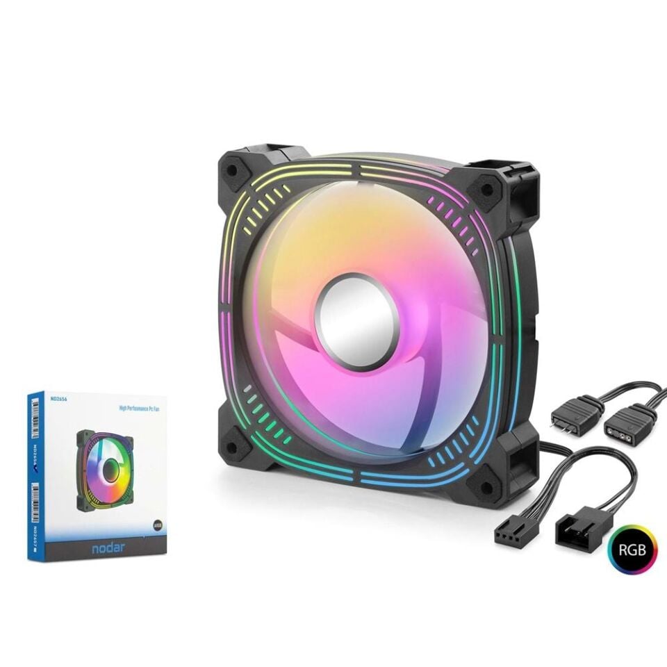 Nodar Nd2656 Kasa Fanı 3.Nesil İç ve Dış Parıltı Argb 12Cm Siyah