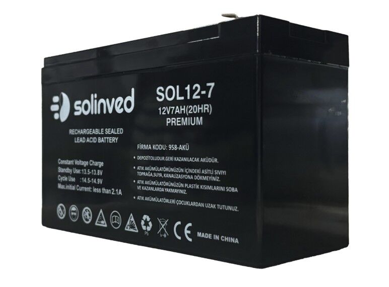 Solinved 12V 7AH Kuru Tip Akü (Premium)