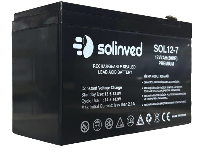 Solinved 12V 7AH Kuru Tip Akü (Premium)