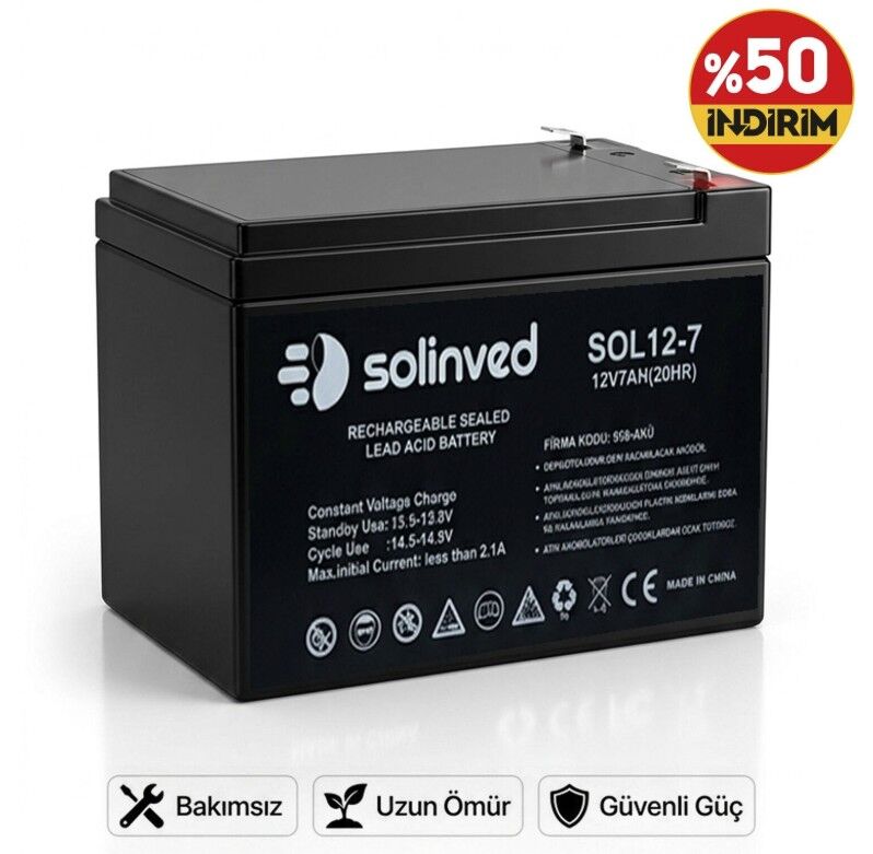 Solinved 12V 7AH Kuru Tip Akü