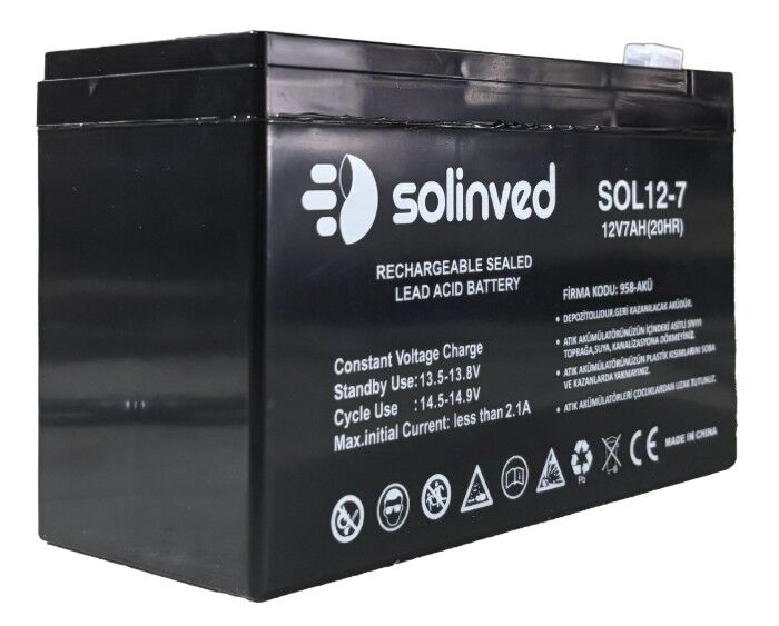 Solinved 12V 7AH Kuru Tip Akü