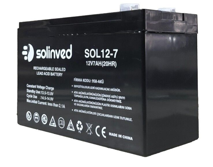 Solinved 12V 7AH Kuru Tip Akü