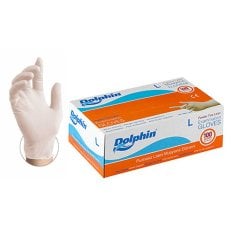 Dolphin Beyaz Lateks Eldiven Pudrasız Large 100'lü Paket