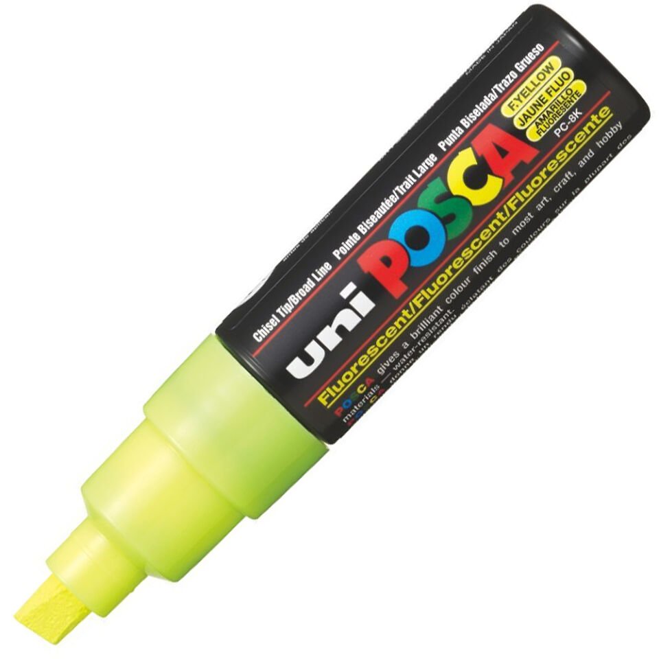Uni-Ball Posca 8.0 Su Bazlı Poster Markörü F.Sarı PC-8K