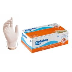Dolphin Beyaz Lateks Eldiven Pudrasız Medium 100'lü