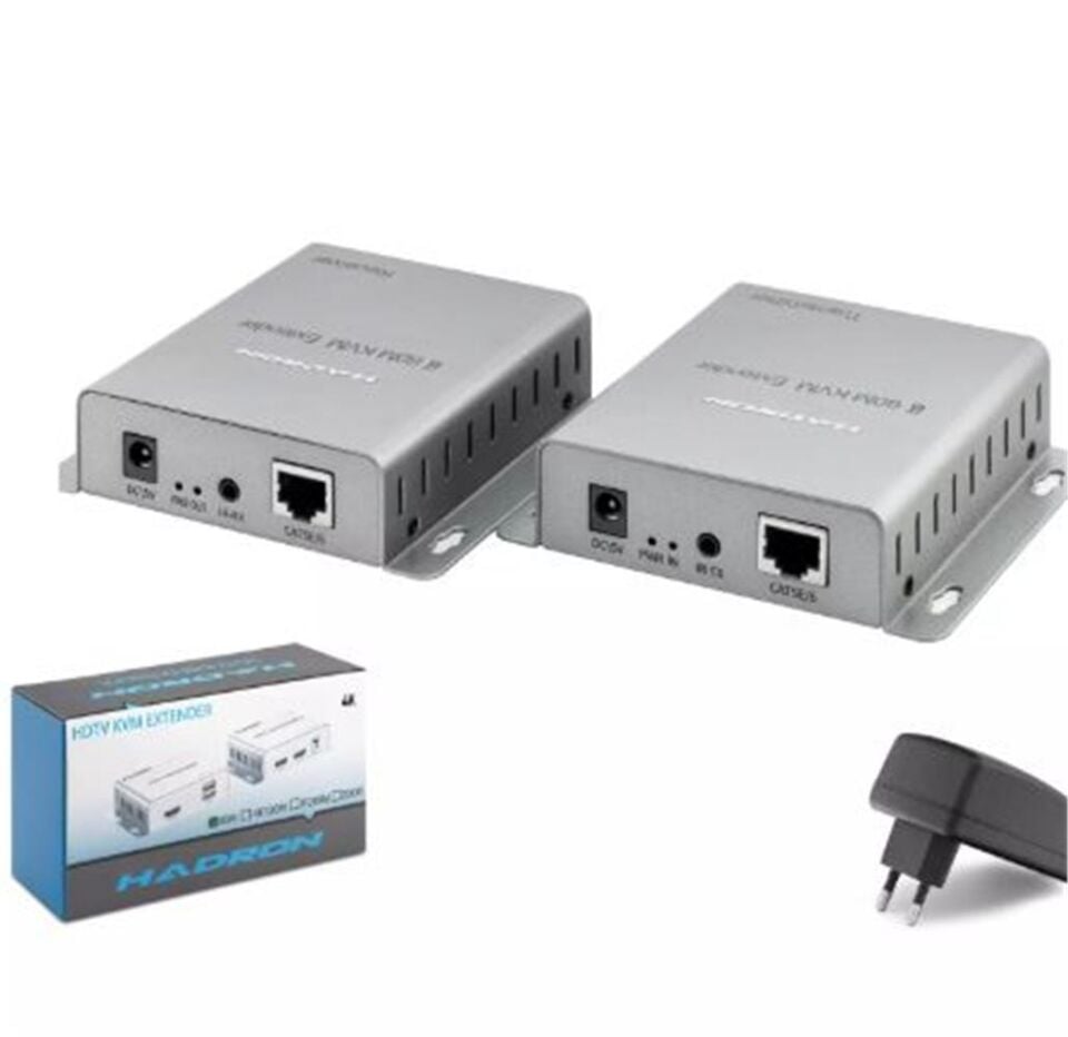 HADRON HDX1600 HDMI KVM Extender 4K 30 Hz 60 m - Gümüş