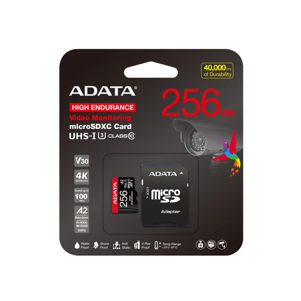 Adata 256 GB High Endurance microSDXC 4K U3 V30 A2 Hafıza Kartı