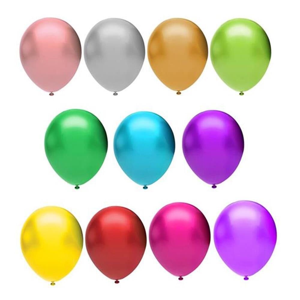 Balonevi Balon 12'' Karışık Baskısız Metalik Renk 100 Lü