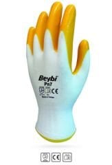 Beybi Nitril Poly PN7 9 Beden Beyaz Sarı Eldiven 12li Paket