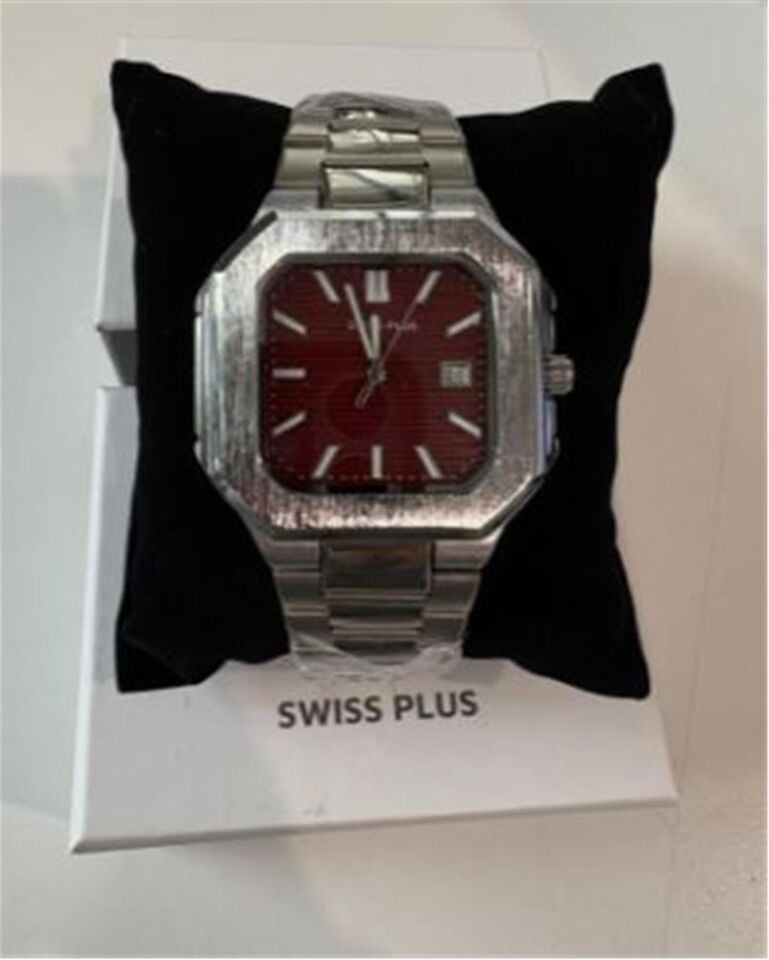 Swiss Plus Man Watch Premium Seri Model-9 RS23146 Bordeaux-Silver