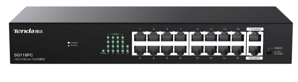 Tenda SG118PC SG118PC 18 Port Gigabit PoE Switch 100-100-1000 167W