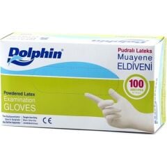 Dolphin Beyaz Lateks Pudralı Eldiven (S) 100lü Paket