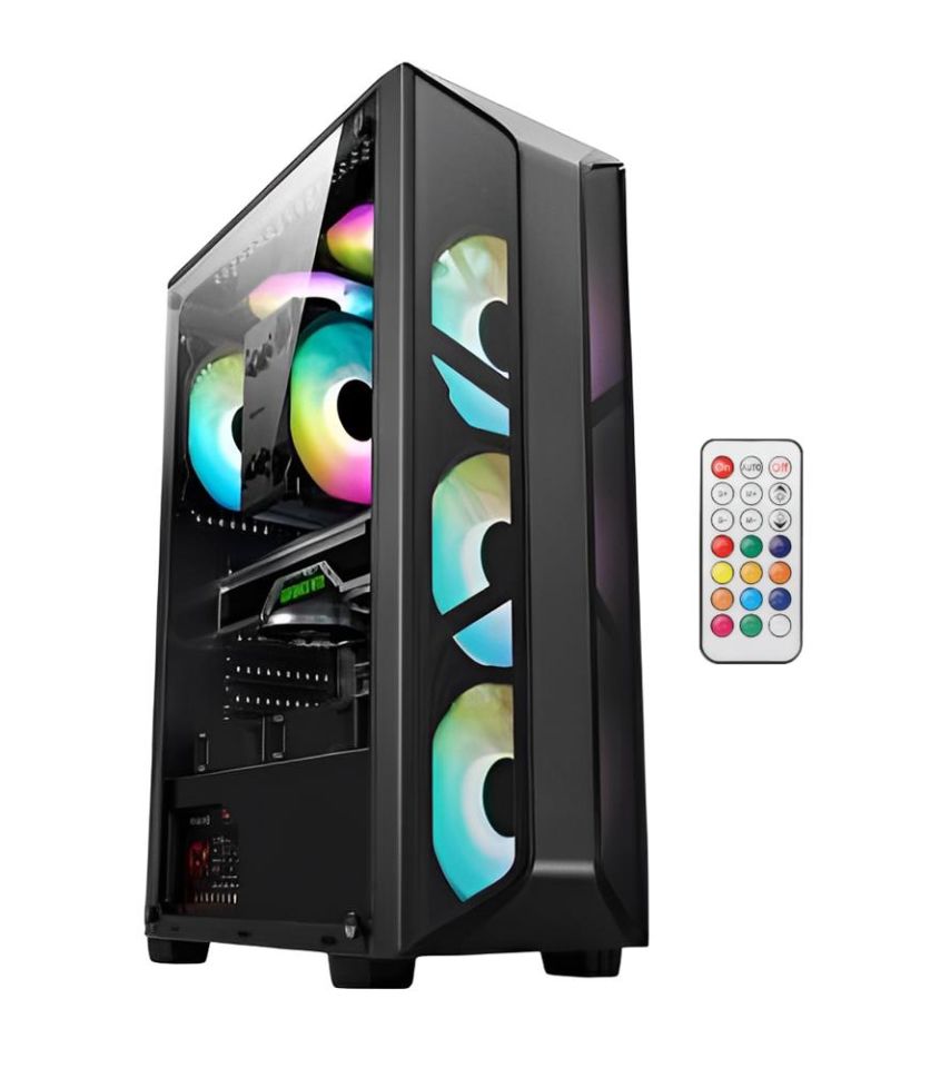 AZTECH AZT201 W 5 x RGB Fan Uzakdan Kumanda Beyaz Akvaryum Gamin Kasa Temper Cam , RGB Switch