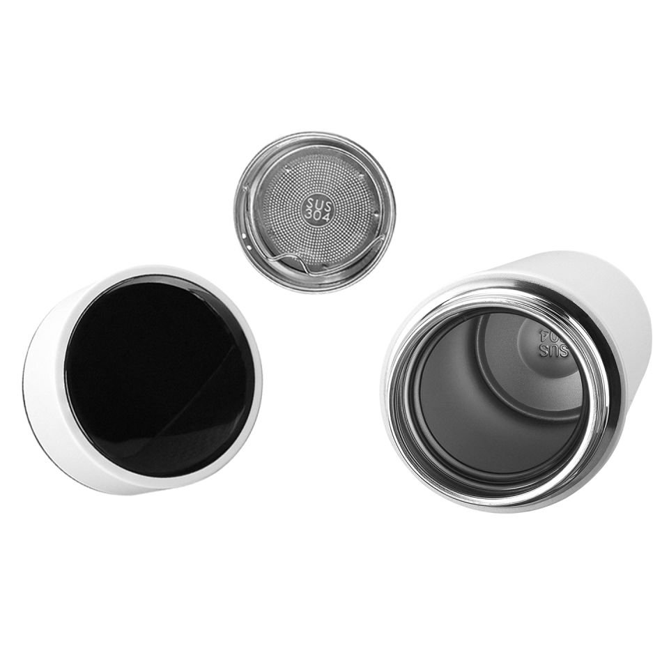 S-link SL-TM01A Mat Beyaz 450ML Iç 304 Dış 201 Dijital Sıcaklık Göstergeli Termos