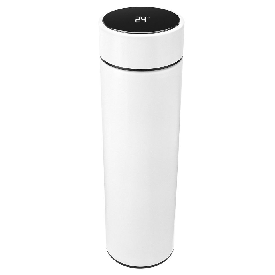 S-link SL-TM01A Mat Beyaz 450ML Iç 304 Dış 201 Dijital Sıcaklık Göstergeli Termos
