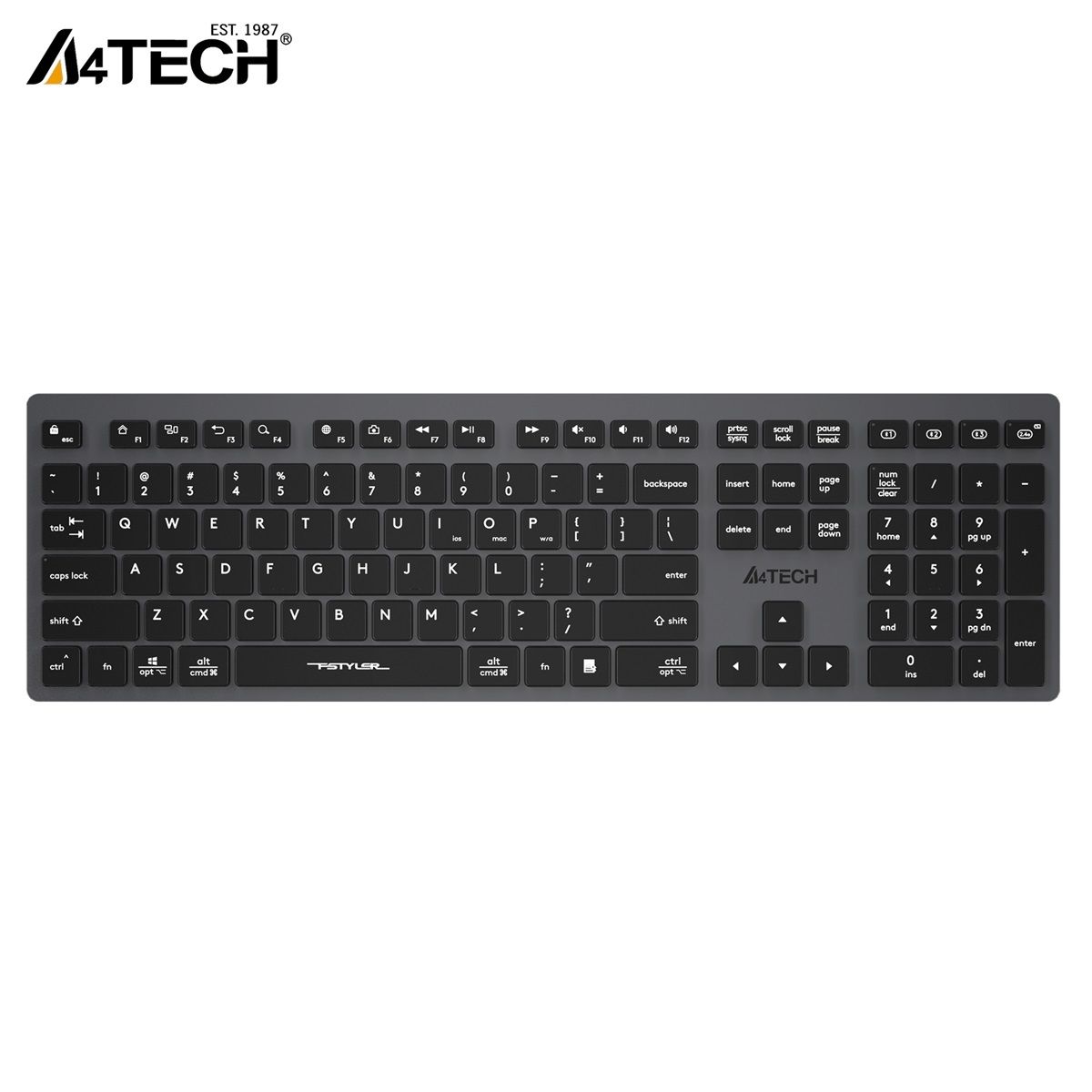 A4 Tech Fstyler FBX50C Gri Bluetooth+2.4G Nano Fn Şarjlı Multimedya Klavye