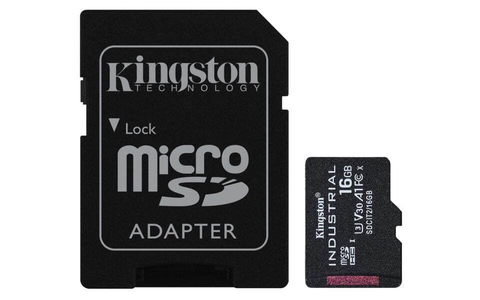 Kingston SDCIT2-16GB 16GB microSDHC Industrial C10 A1 pSLC Card + SD Adapter Hafıza Kartı