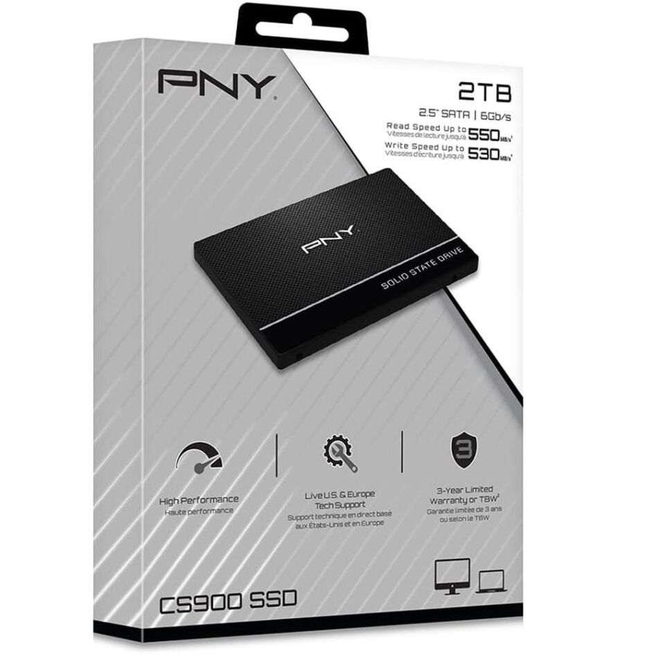 Pny 2Tb CS900 SSD7CS900-2TB-RB 550-530MB-S SSD Sata-3 Disk