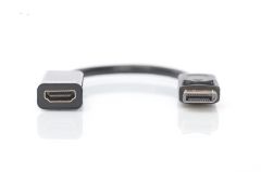 Digutus AK-340400-001-S DisplayPort (DP)  HDMI DP Erkek - HDMI Tip A Dişi, 0.15 metre, siyah