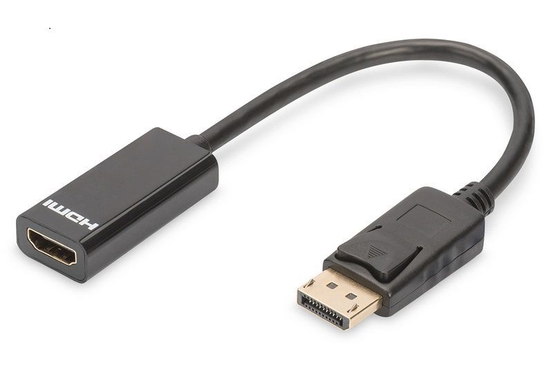 Digutus AK-340400-001-S DisplayPort (DP)  HDMI DP Erkek - HDMI Tip A Dişi, 0.15 metre, siyah