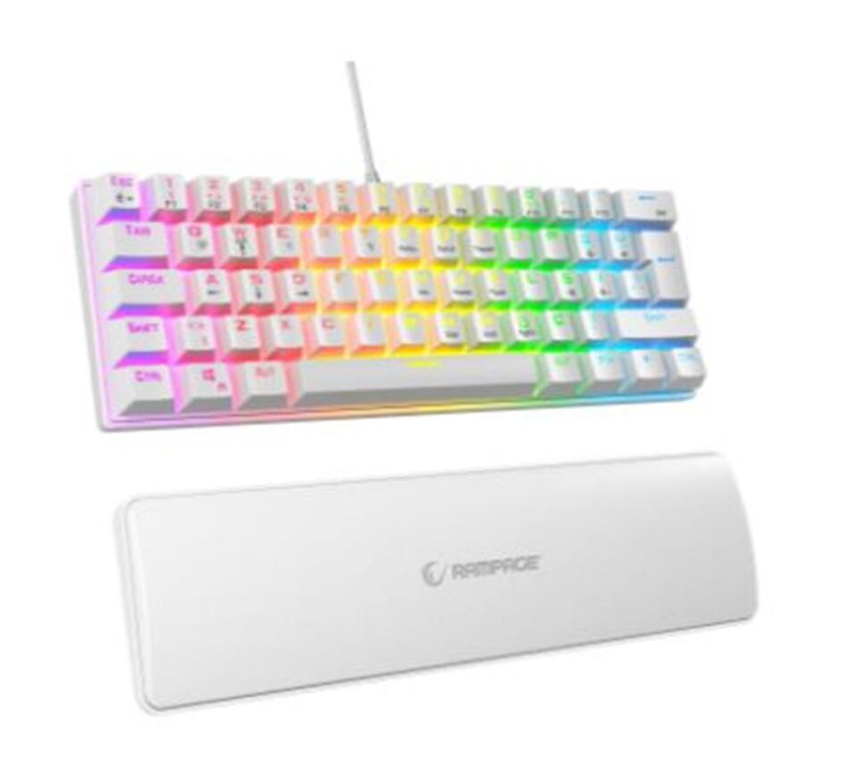 Rampage ALLY K11 Beyaz Rainbow Q Gaming Oyuncu Klavye Bilek Destekli Blue Switch