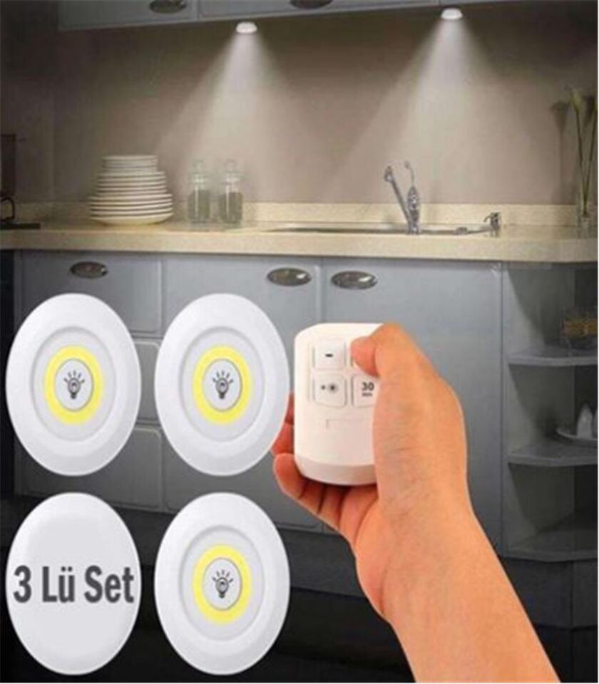 ELİTLED 3LÜ KUMANDALI PİLLİ SPOTLED