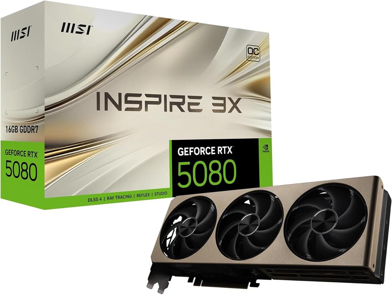 Msi GeForce RTX5080 16G INSPIRE 3X OC 16GB GDDR7, DPx3, HDMIx1, DLSS 4 Ekran Kartı
