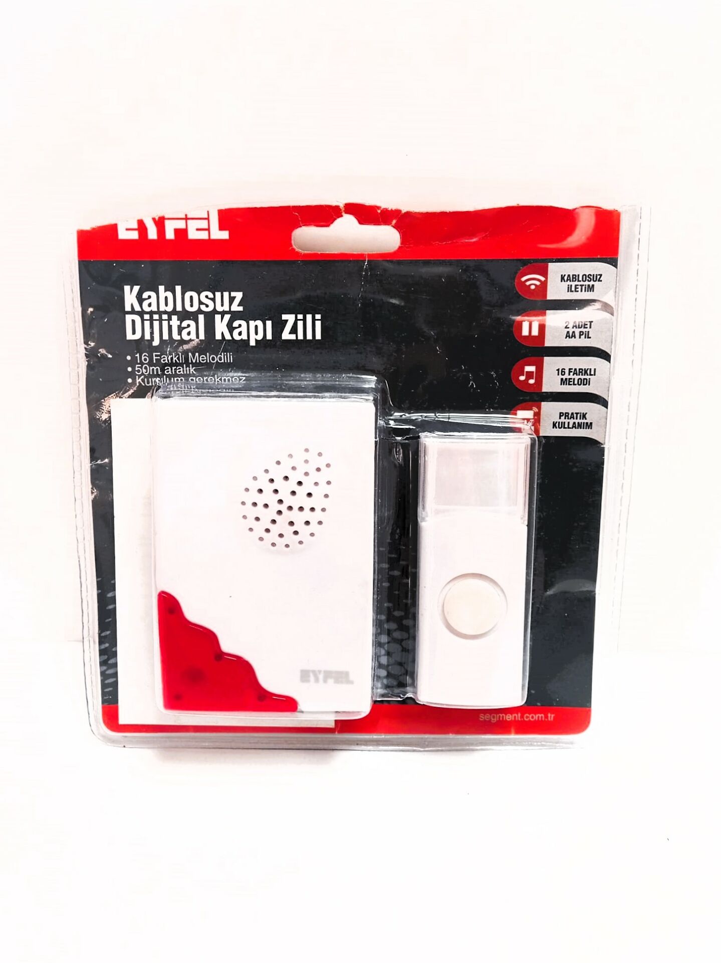 Eyfel EZ-850 16 Farklı Melodi Kablosuz 50m Açık Alan Mesafeli Pilli Kapı Zili