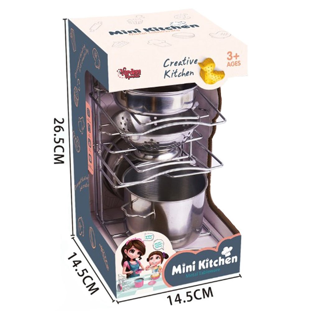 Vardem Oyuncak 7 Parça Raflı Çelik Tencere Tava Seti VRD-ATF-683G-2