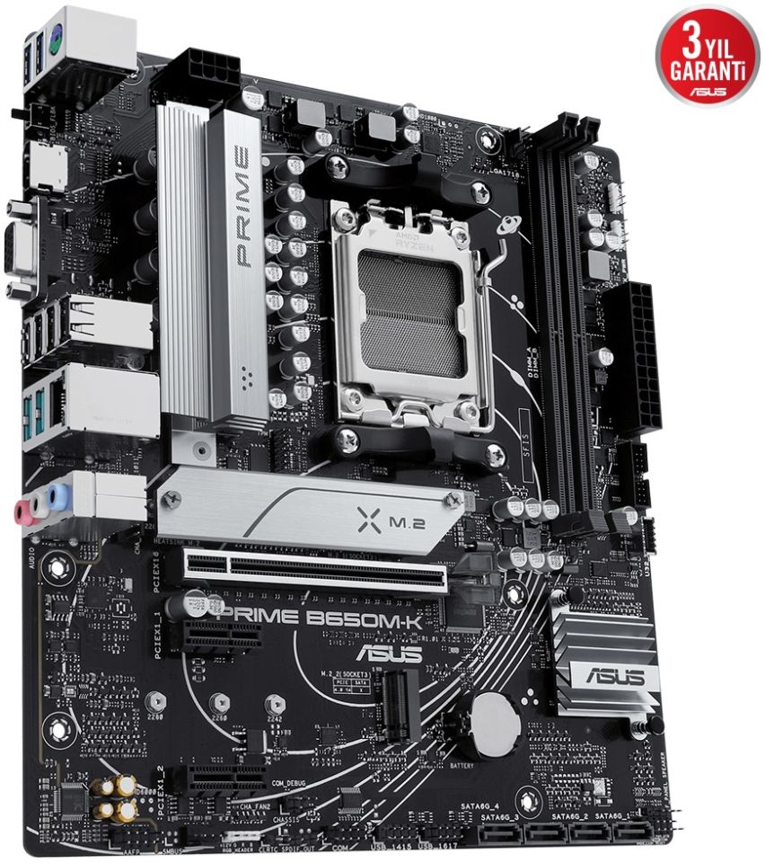 Asus Prime B650M-K 6400mhz(OC) RGB M.2 AM5 mATX DDR5 Anakart
