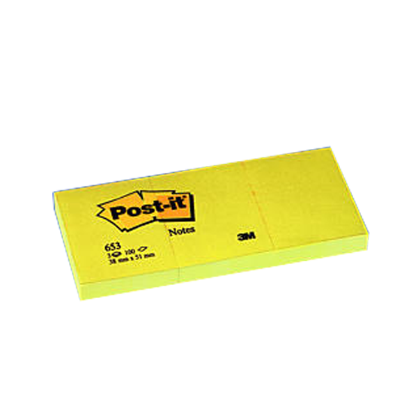 Post-it Yapışkanlı Not Kağıdı 3 Blok 100 YP 38x51 Sarı 653