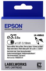 Epson LK-4WBA3 Isıyla Daralan Siyah Üzeri Beyaz 3MM 2,5Metre Etiket