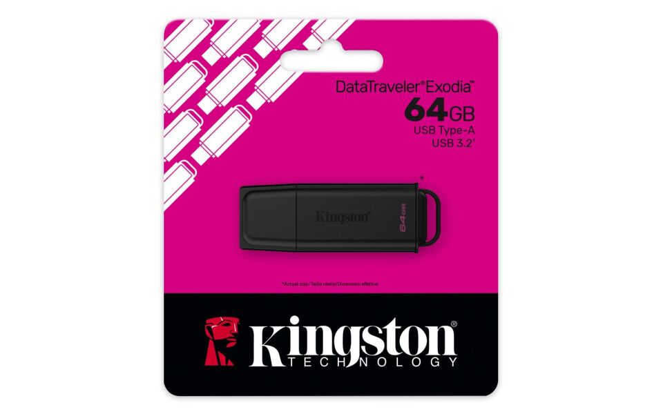 Kingston DTXG2-64GB 64GB Portable USB 3.2 Gen 1 DataTraveler Exodia Black Flash Bellek