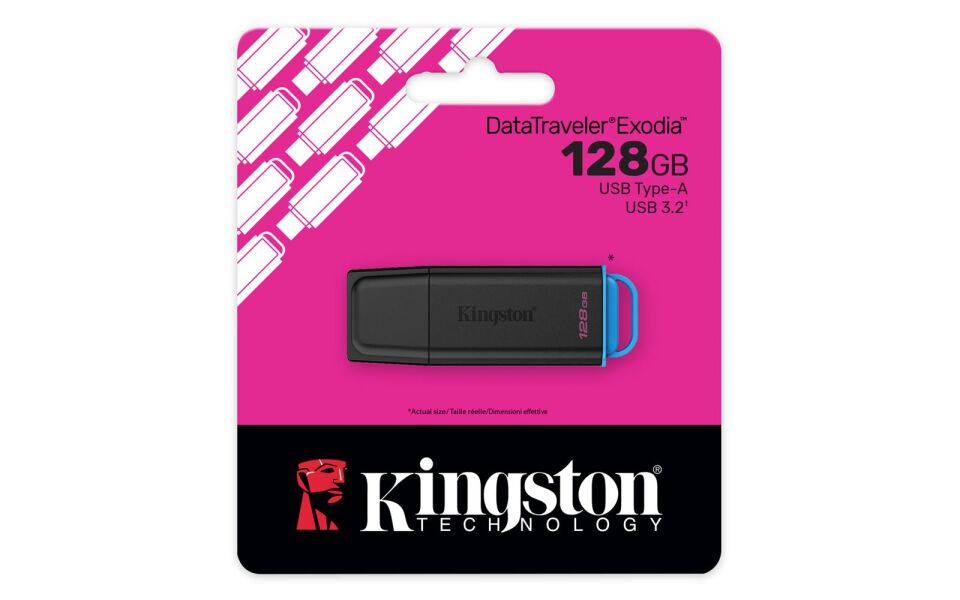 Kingston DTXG2-128GB 128GB Portable USB 3.2 Gen 1 DataTraveler Exodia Black-Blue Flash Bellek
