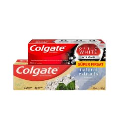 Colgate Optik Kömür 50ml + Natural Extracts Deniz Tuzu 75 ml